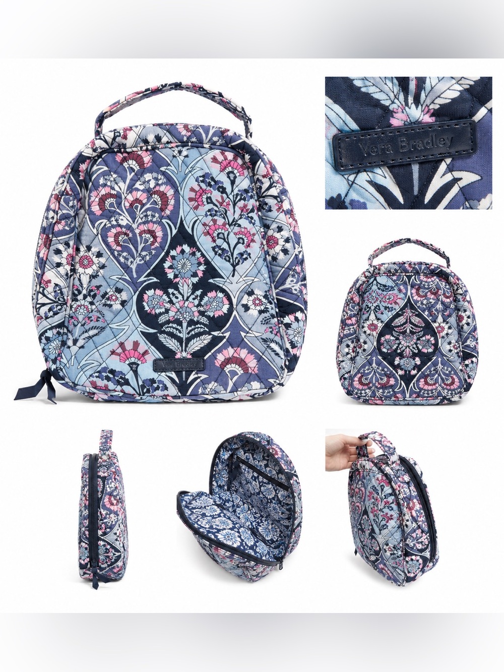 Vera Bradley Blue Floral Quilted Lunch Bag